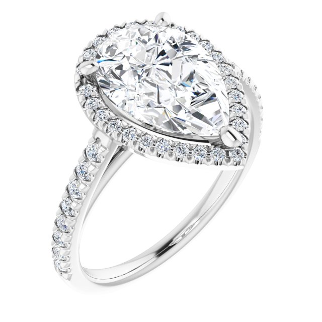 French-Set Halo-Style Engagement Ring