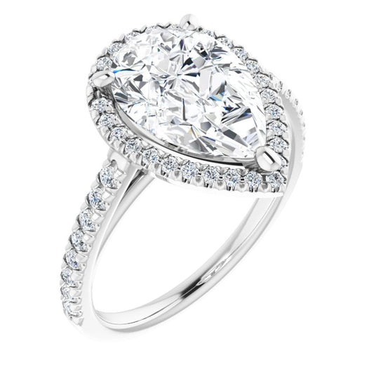 French-Set Halo-Style Engagement Ring