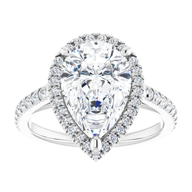 French-Set Halo-Style Engagement Ring