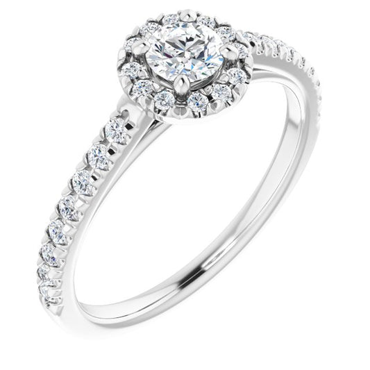 French-Set Halo-Style Engagement Ring