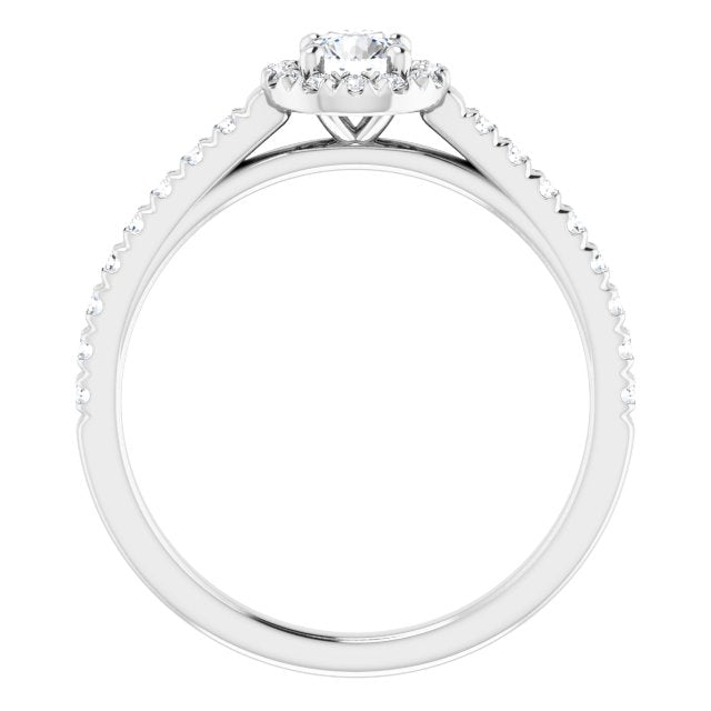 French-Set Halo-Style Engagement Ring