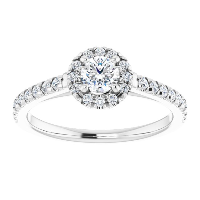French-Set Halo-Style Engagement Ring