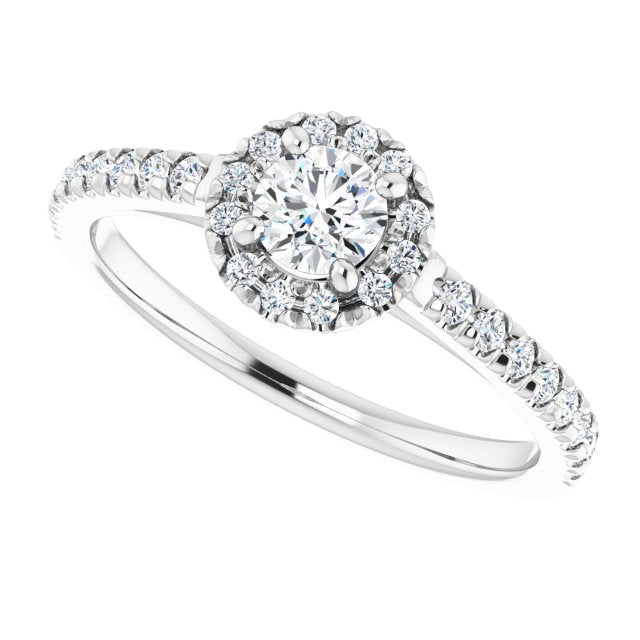 French-Set Halo-Style Engagement Ring