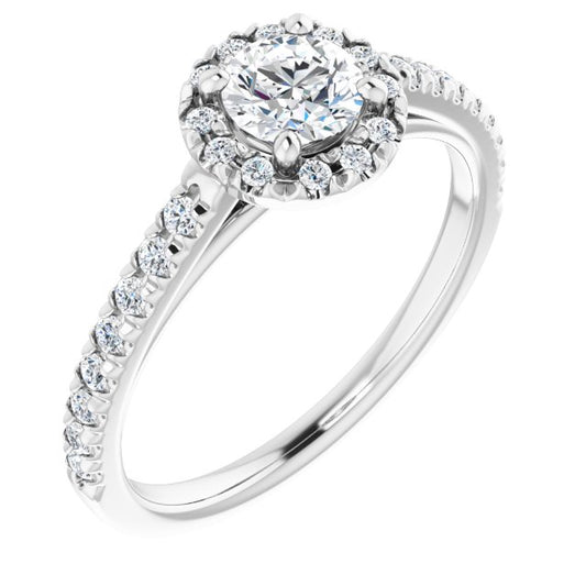 French-Set Halo-Style Engagement Ring