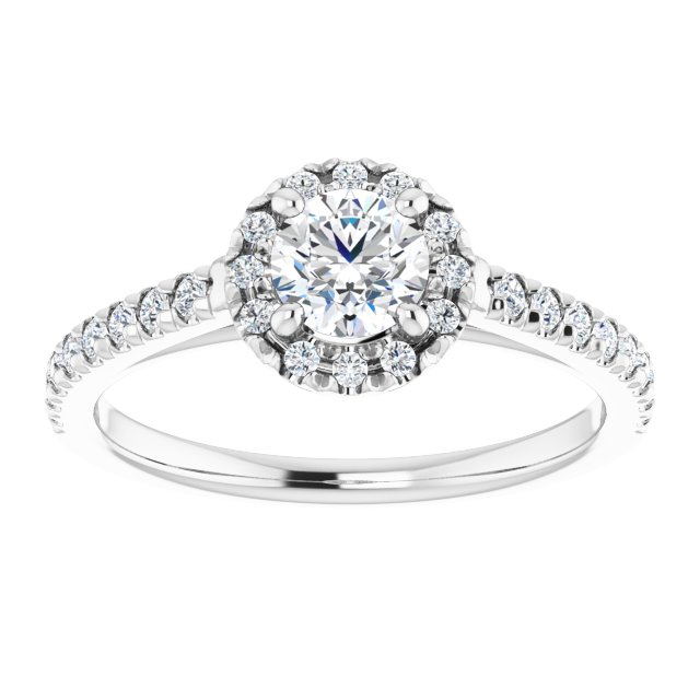French-Set Halo-Style Engagement Ring