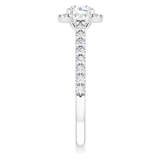 French-Set Halo-Style Engagement Ring
