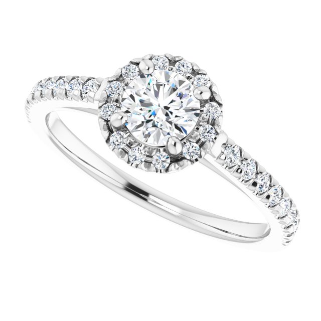 French-Set Halo-Style Engagement Ring