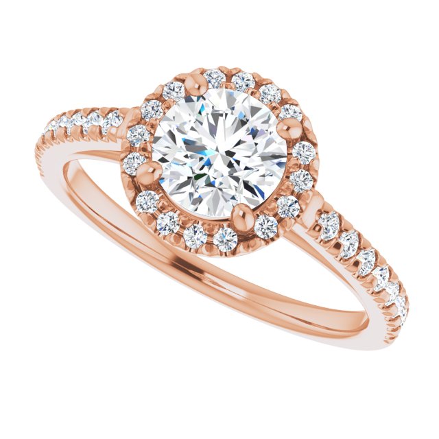 French-Set Halo-Style Engagement Ring