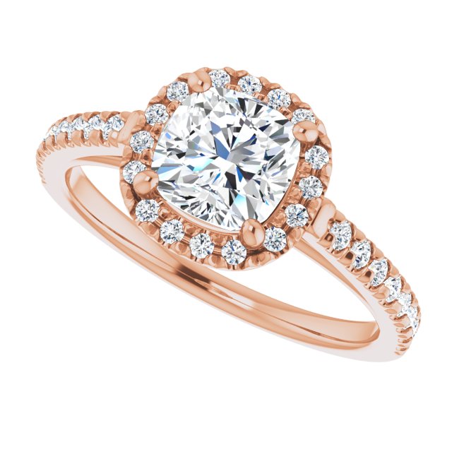 French-Set Halo-Style Engagement Ring