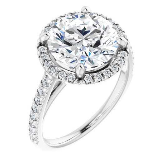 French-Set Halo-Style Engagement Ring