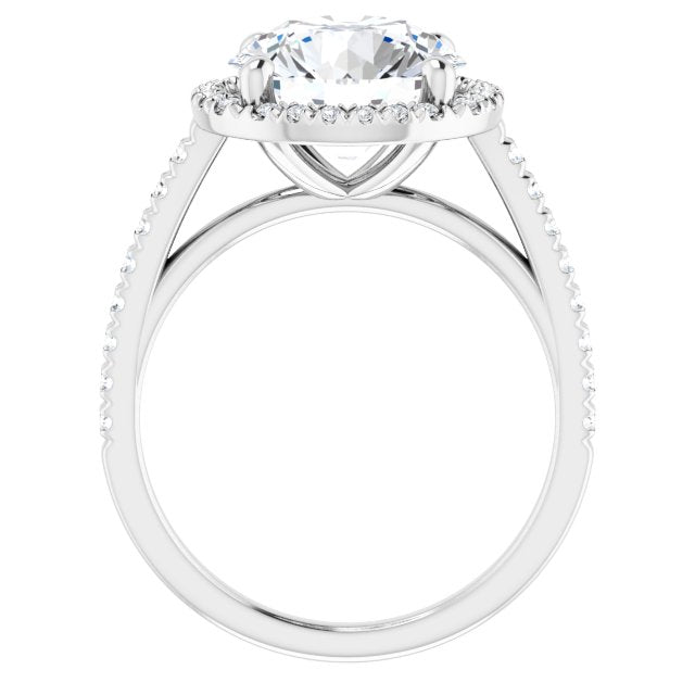 French-Set Halo-Style Engagement Ring