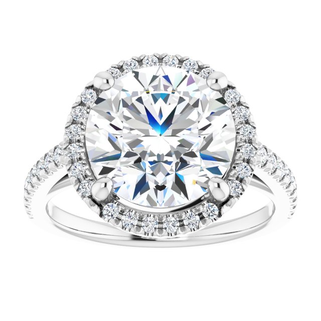 French-Set Halo-Style Engagement Ring