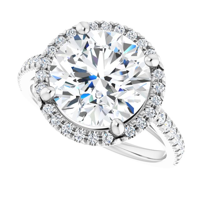 French-Set Halo-Style Engagement Ring