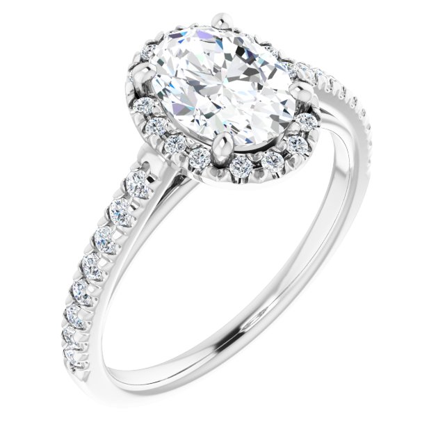 French-Set Halo-Style Engagement Ring