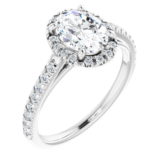 French-Set Halo-Style Engagement Ring