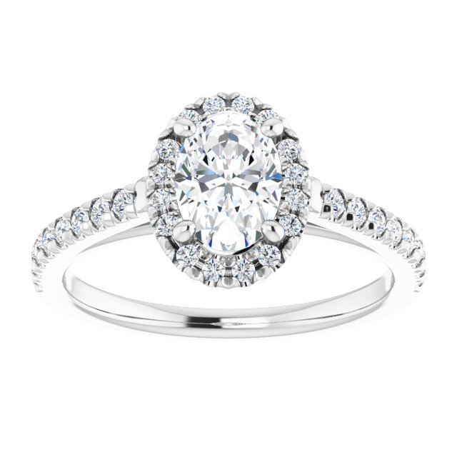 French-Set Halo-Style Engagement Ring
