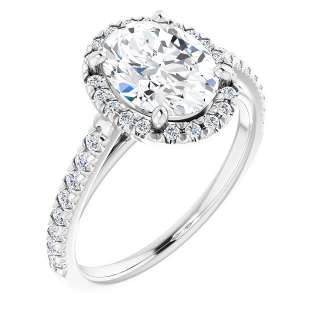 French-Set Halo-Style Engagement Ring