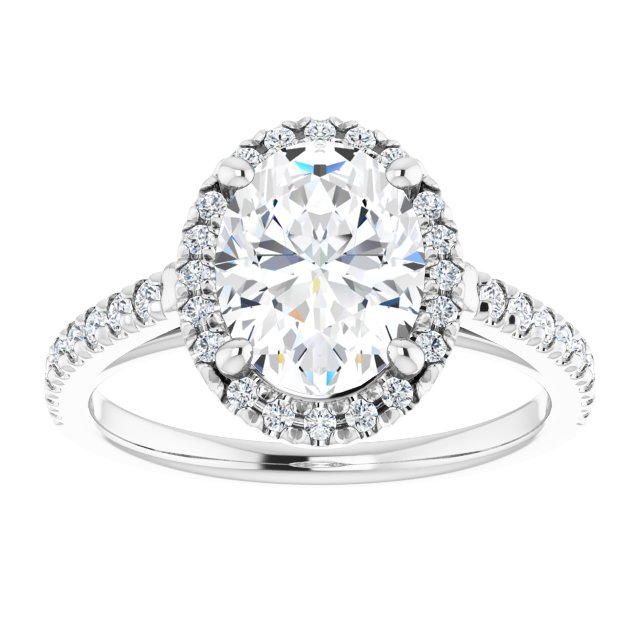 French-Set Halo-Style Engagement Ring