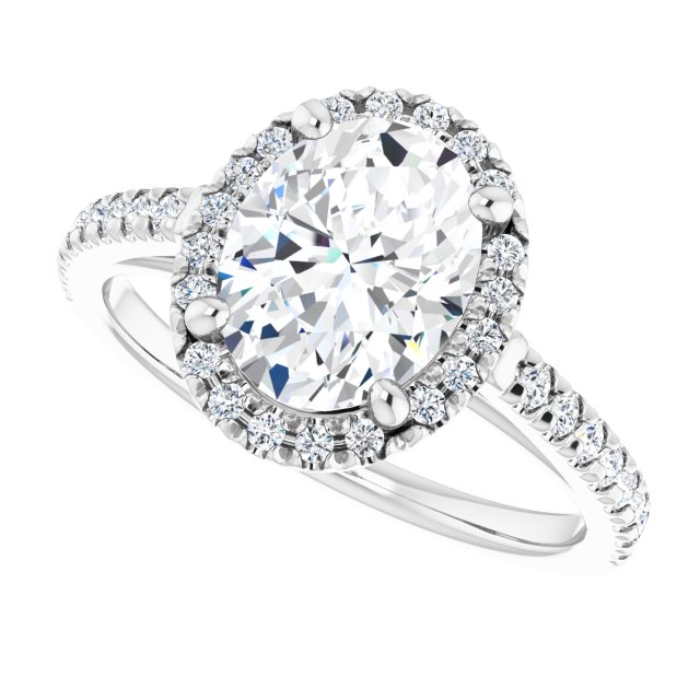 French-Set Halo-Style Engagement Ring