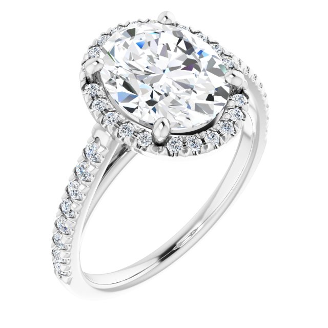 French-Set Halo-Style Engagement Ring