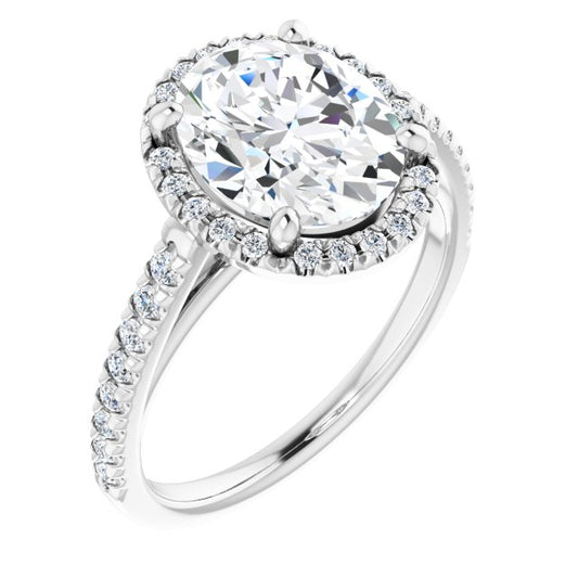 French-Set Halo-Style Engagement Ring