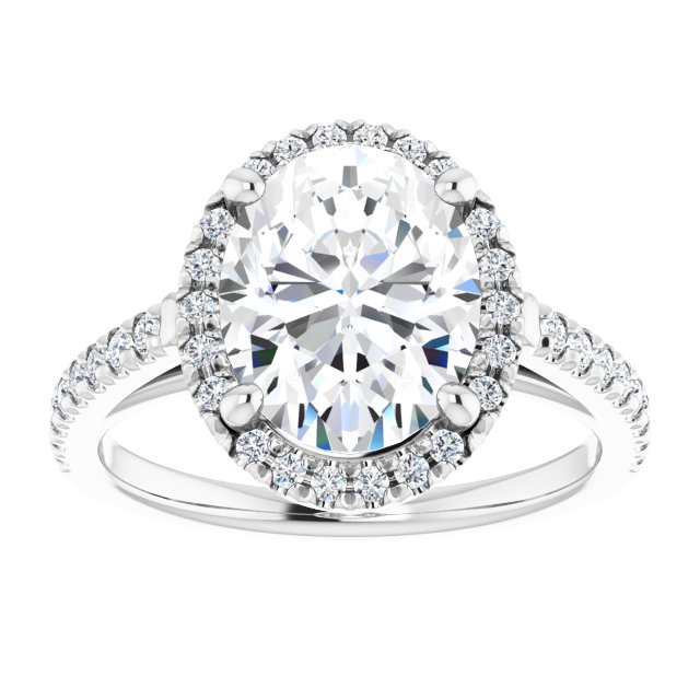 French-Set Halo-Style Engagement Ring