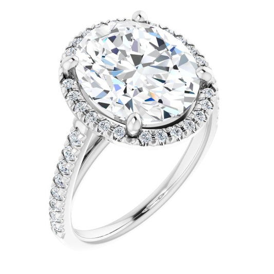 French-Set Halo-Style Engagement Ring