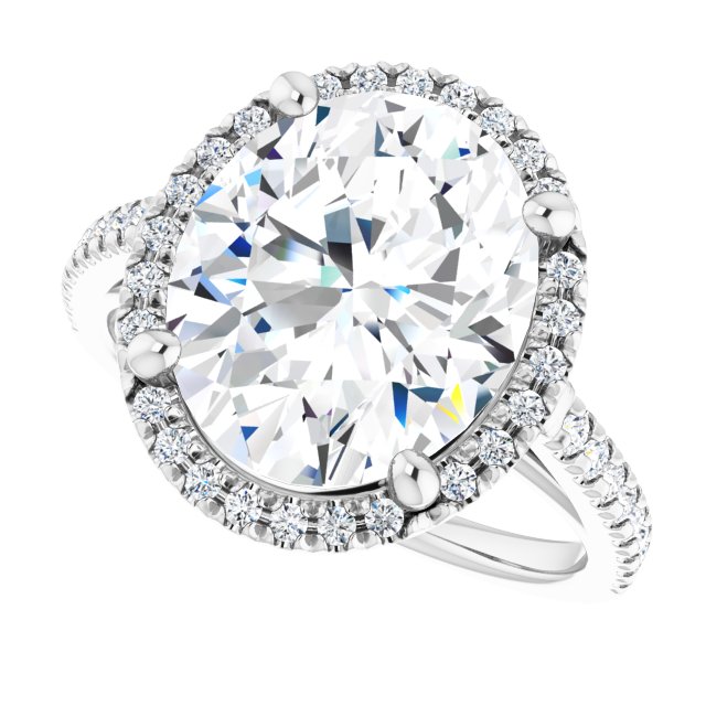 French-Set Halo-Style Engagement Ring