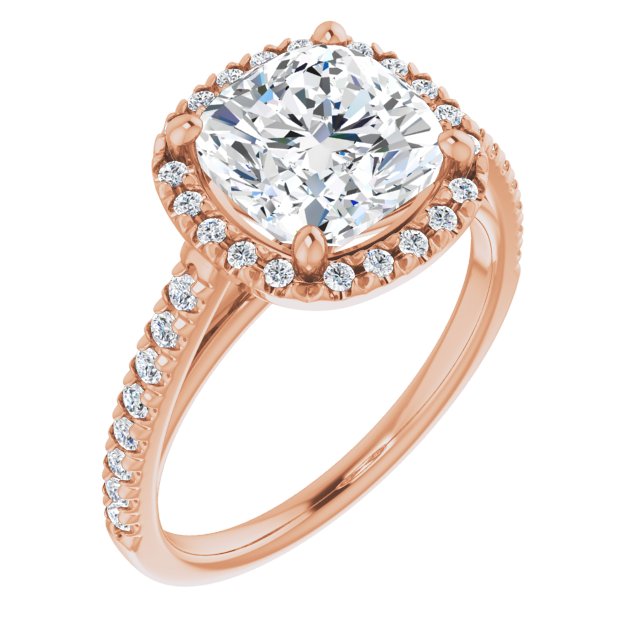 French-Set Halo-Style Engagement Ring