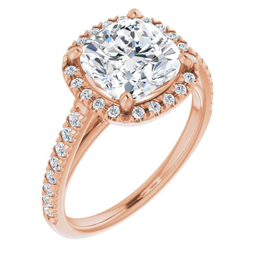 French-Set Halo-Style Engagement Ring