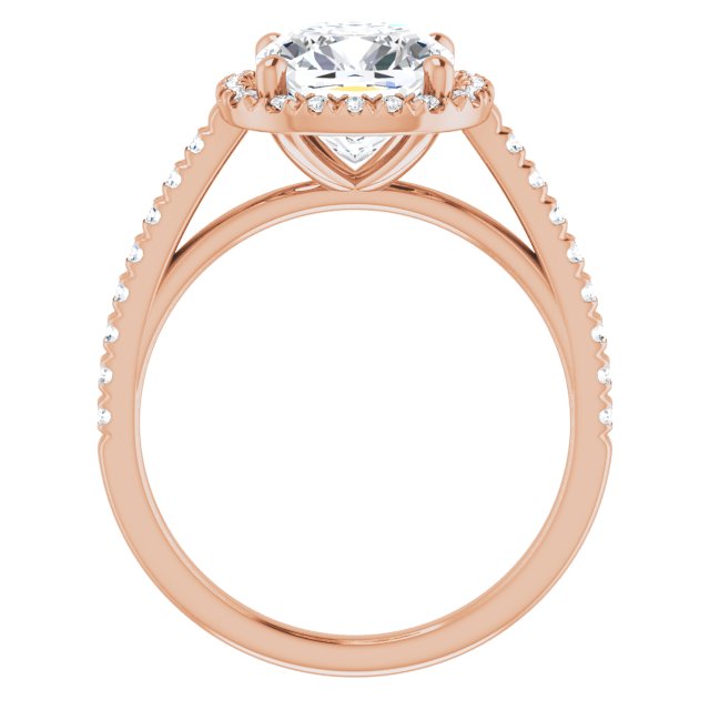 French-Set Halo-Style Engagement Ring