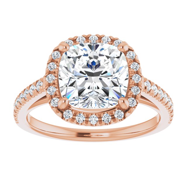 French-Set Halo-Style Engagement Ring