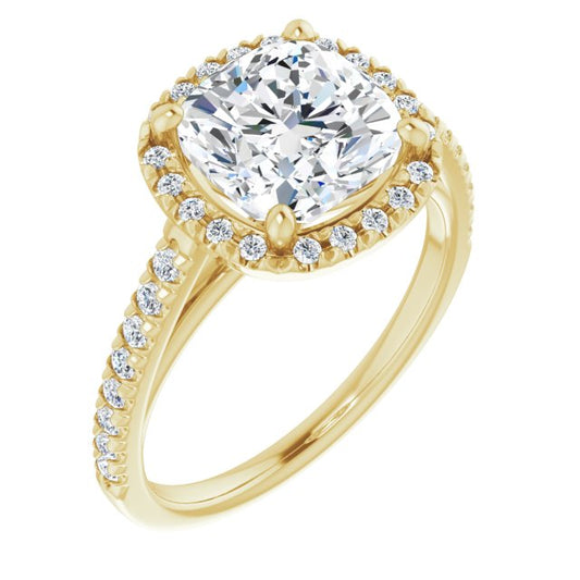 French-Set Halo-Style Engagement Ring