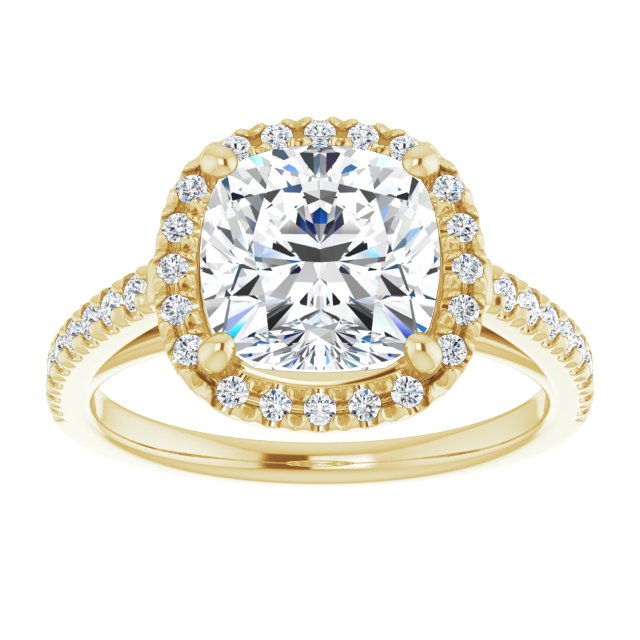 French-Set Halo-Style Engagement Ring