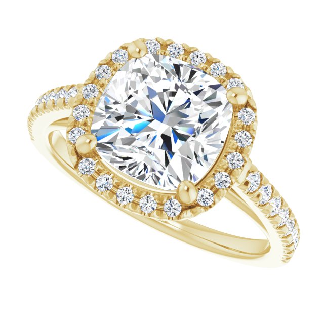 French-Set Halo-Style Engagement Ring