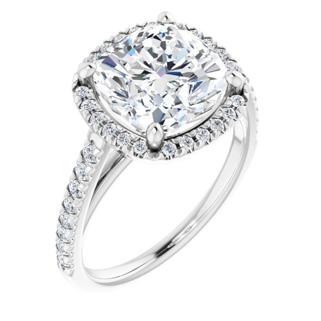 French-Set Halo-Style Engagement Ring