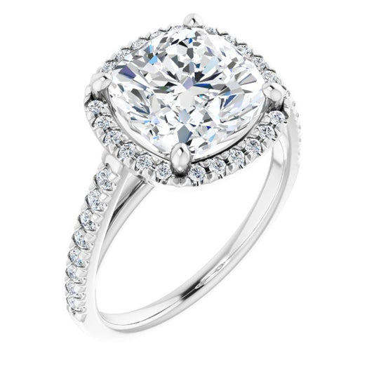 French-Set Halo-Style Engagement Ring