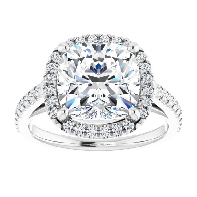 French-Set Halo-Style Engagement Ring