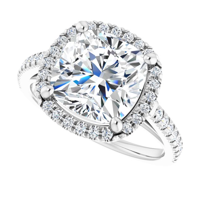 French-Set Halo-Style Engagement Ring