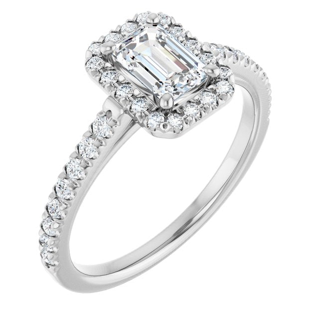 French-Set Halo-Style Engagement Ring