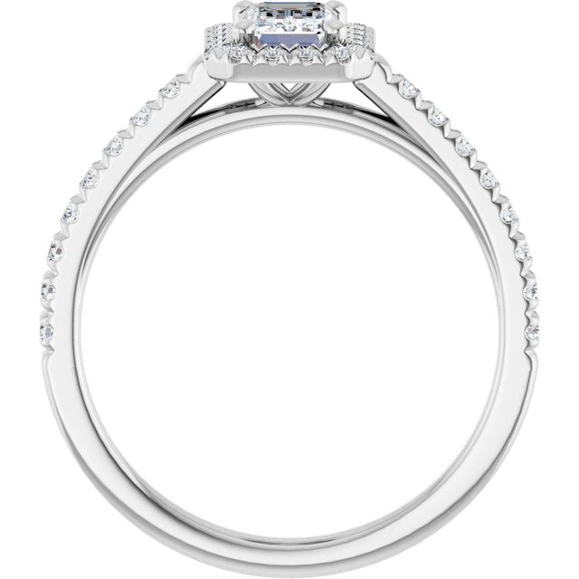 French-Set Halo-Style Engagement Ring