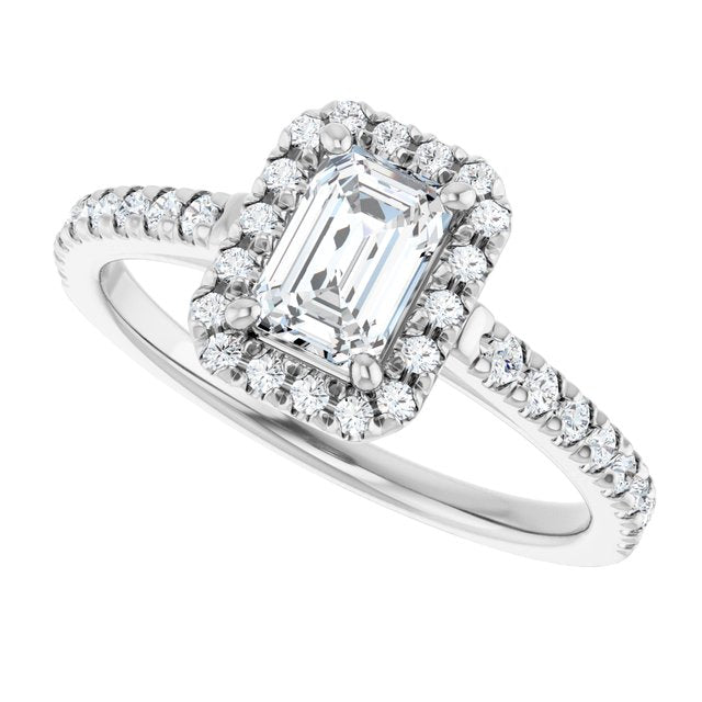 French-Set Halo-Style Engagement Ring