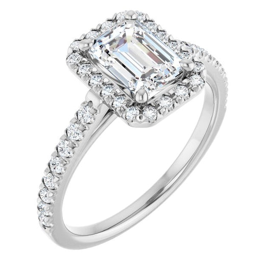French-Set Halo-Style Engagement Ring