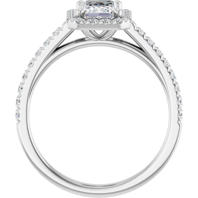 French-Set Halo-Style Engagement Ring