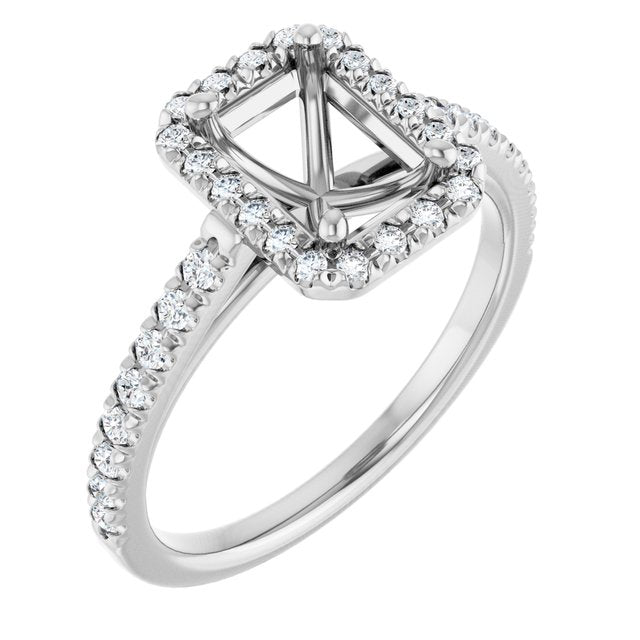 French-Set Halo-Style Engagement Ring