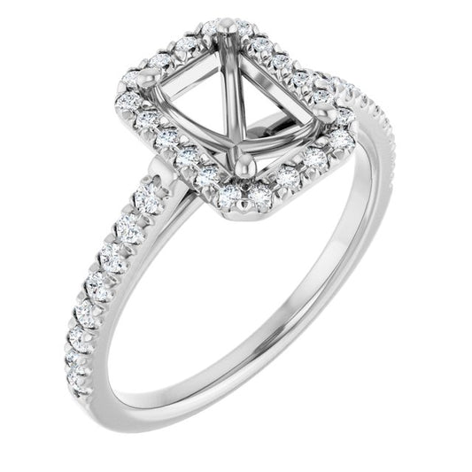French-Set Halo-Style Engagement Ring