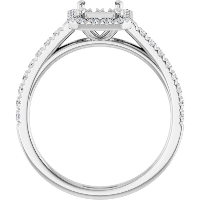 French-Set Halo-Style Engagement Ring