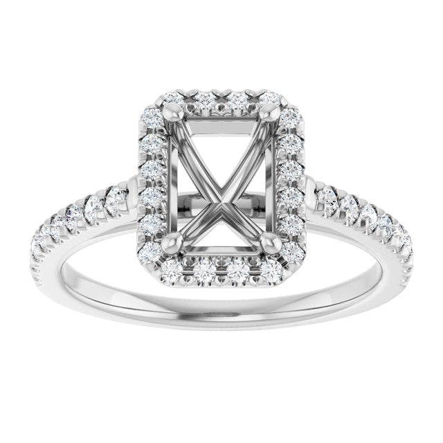 French-Set Halo-Style Engagement Ring