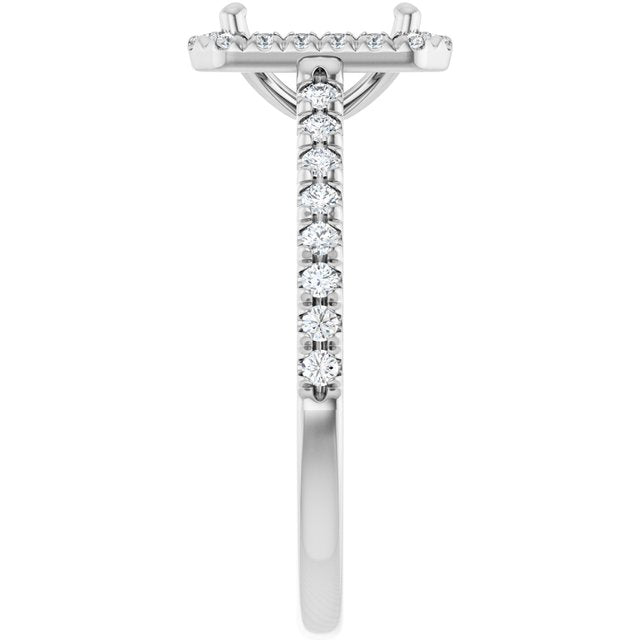 French-Set Halo-Style Engagement Ring