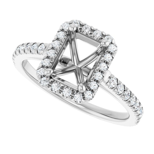 French-Set Halo-Style Engagement Ring